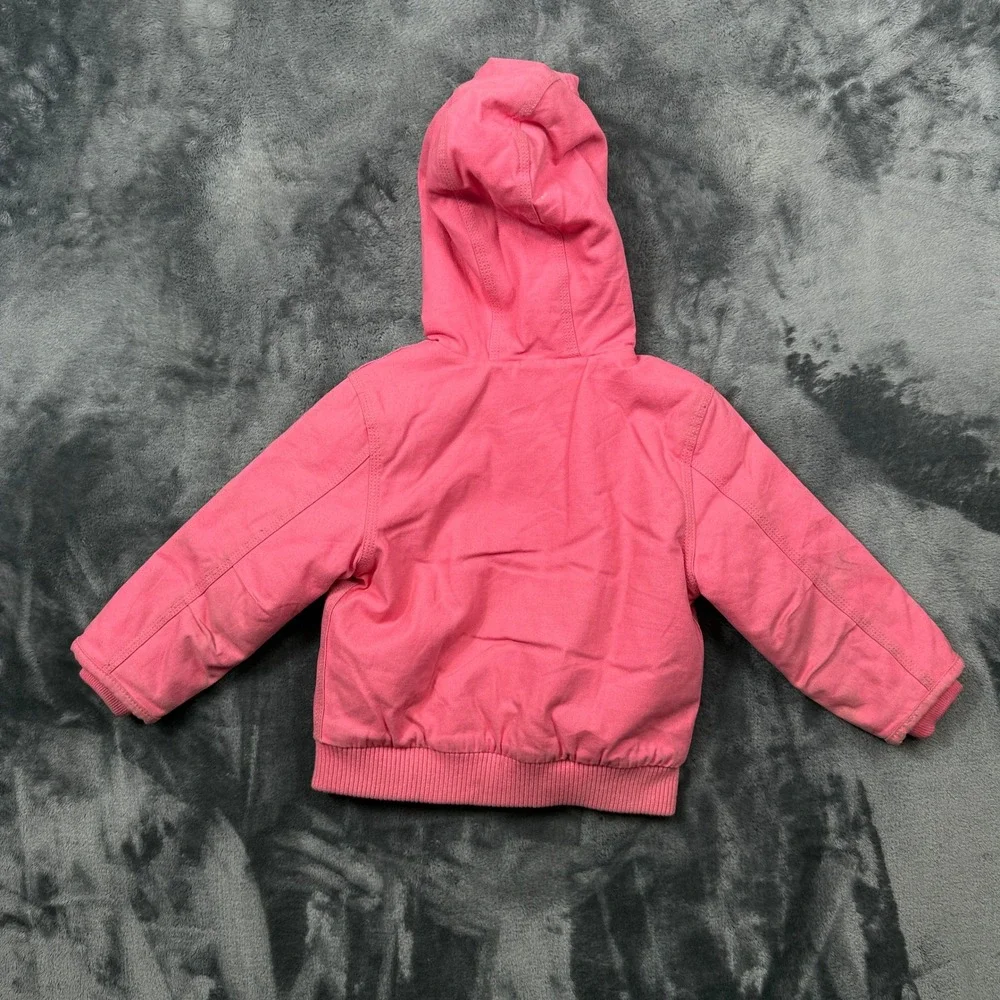 Carhartt Active Jacket Toddler 2T Pink Sherpa Lined Hooded Canvas Coat